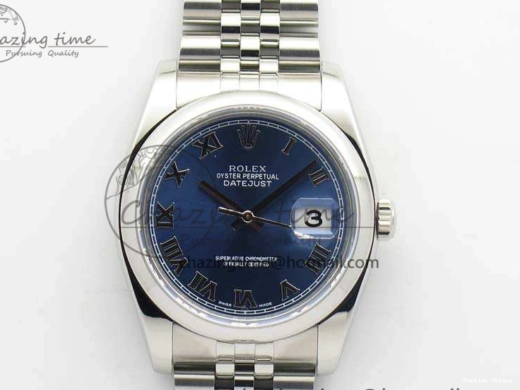 0201 DateJust 36mm SS 116200 ARF 1:1 Best Edition Blue Roman Dial On 904L SS Jubilee Bracelet SA GoodFit 3520